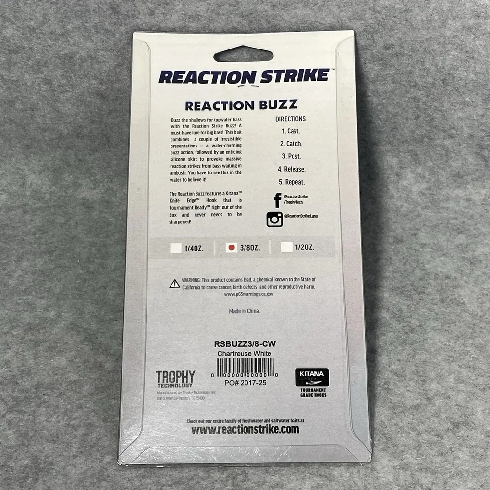 Reaction Strike Buzz Lure RSBUZZ3/8-CW Dobyns D-Blade Advantage ADV1/2A07 White
